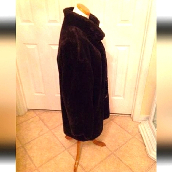 RARE VINTAGE BRoWN ReVERSIBLE ~ PLUSH Nylon & Faux FUR STRoLLer COAT SIZE SMALL - Picture 6 of 6